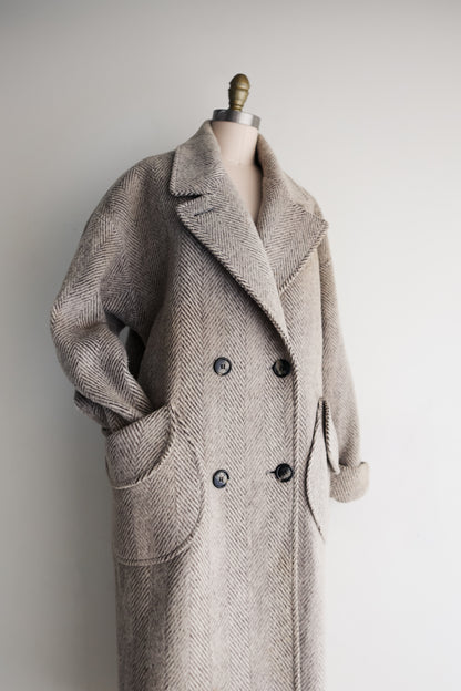 vintage herringbone wool coat (M/L)
