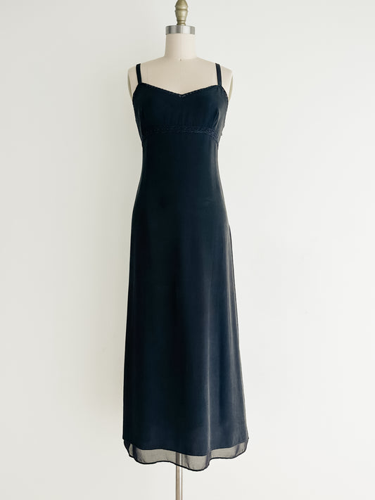vintage black silk slip dress (S/M)
