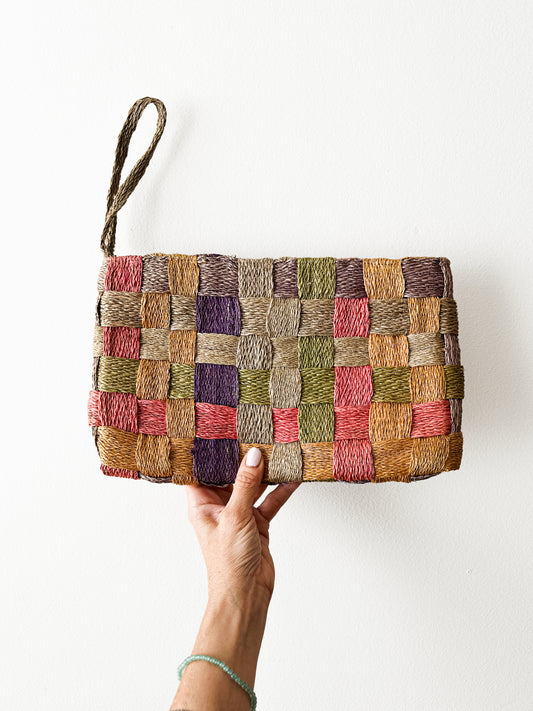 vintage basketweave clutch
