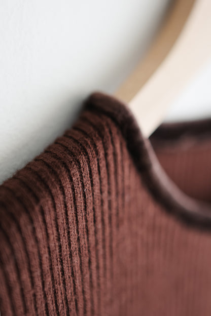 vintage chocolate ribbed knit wool top (S)