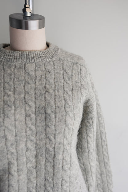vintage heathered cableknit wool sweater (M)