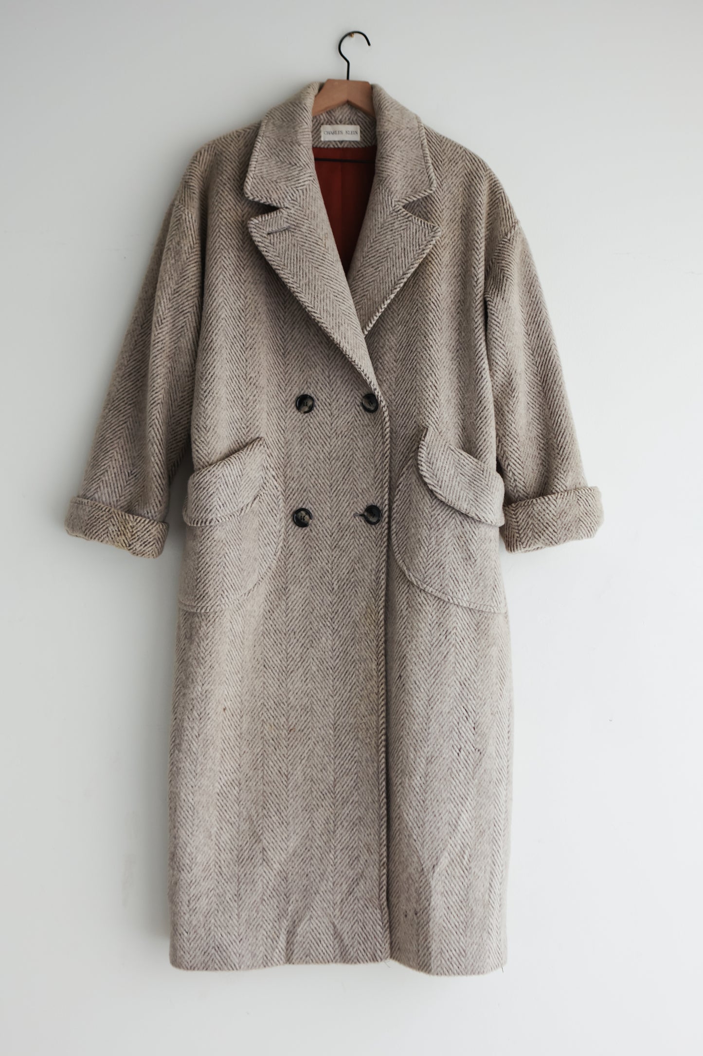 vintage herringbone wool coat (M/L)
