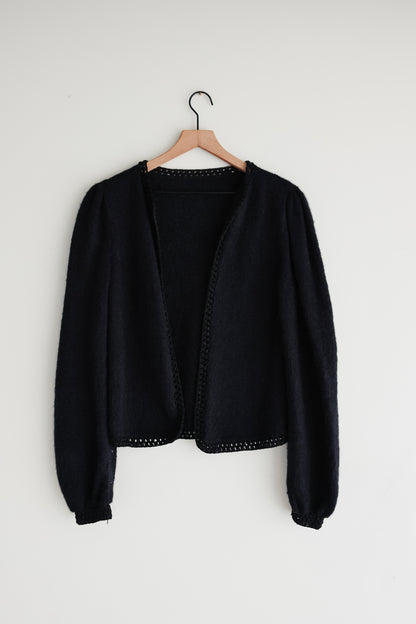 vintage black mohair knit cardigan (M)