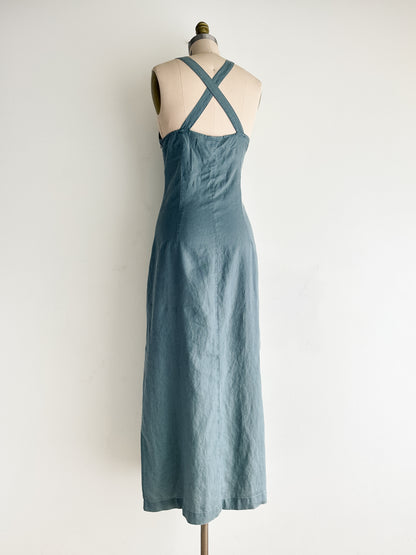 vintage sea glass linen dress (M)