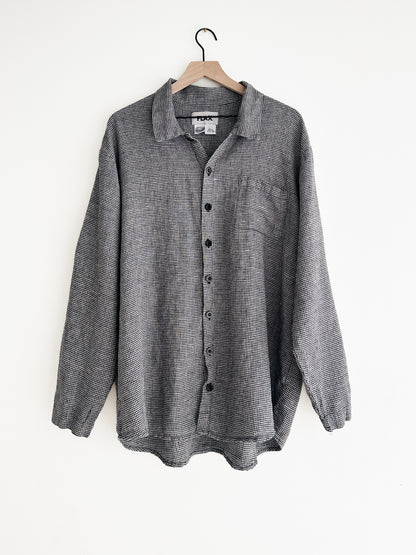 vintage FLAX check linen shirt (L)