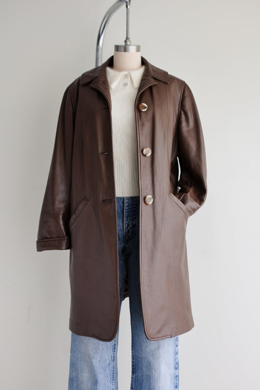 vintage soft leather coat (M)