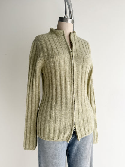 vintage pale green wool cardigan (S/M)