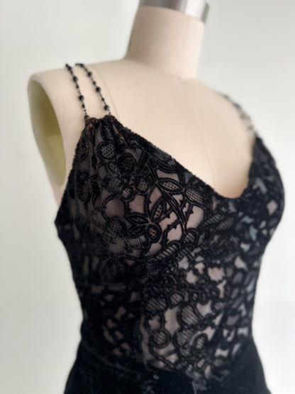 vintage black velvet camisole (S)