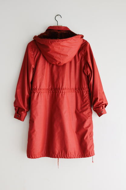 vintage brick red hooded jacket (S)