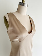 Load image into Gallery viewer, vintage champagne satin cocktail dress (S/M)
