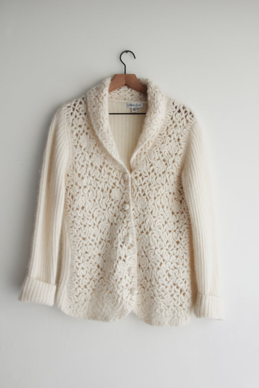 vintage cream angora cardigan (S/M)