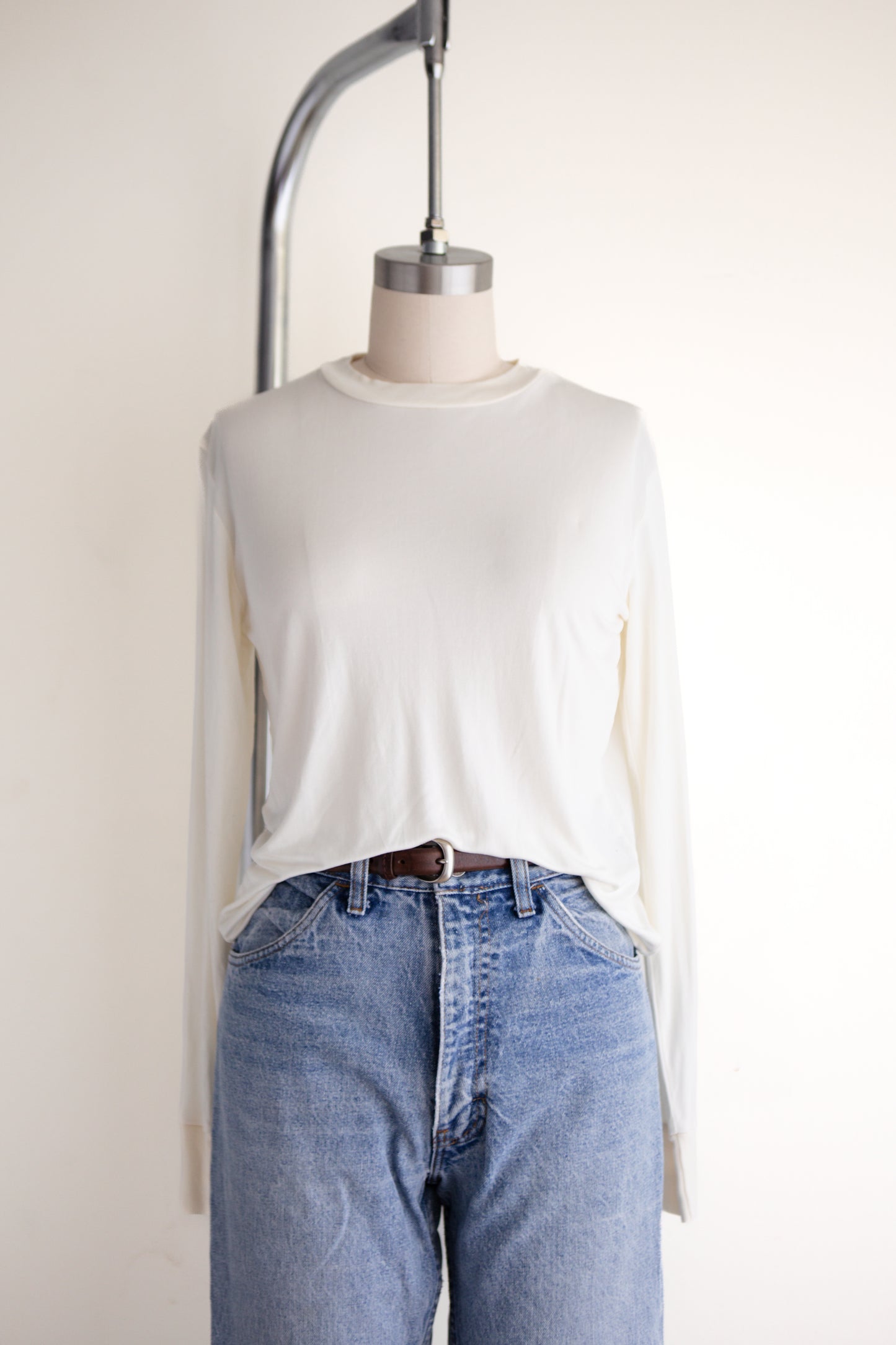 vintage cream silk knit top (M)