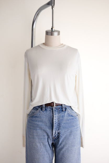 vintage cream silk knit top (M)
