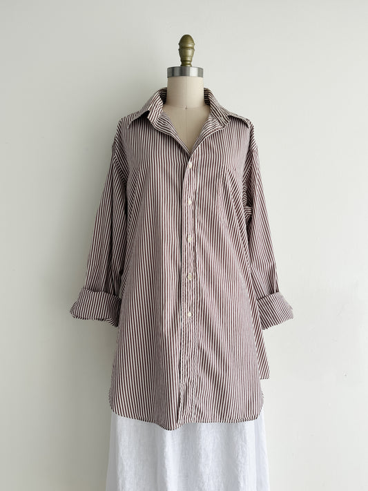 vintage brown stripe cotton shirt (M/L)
