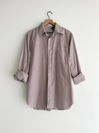 vintage brown stripe cotton shirt (M/L)