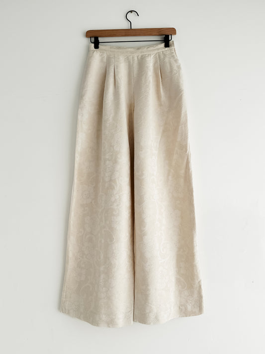 vintage Valentino cream silk jacquard pants (XS)