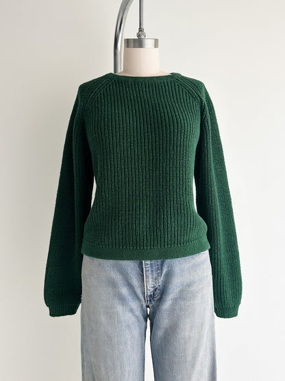 vintage spruce green ribbed sweater (S/M)