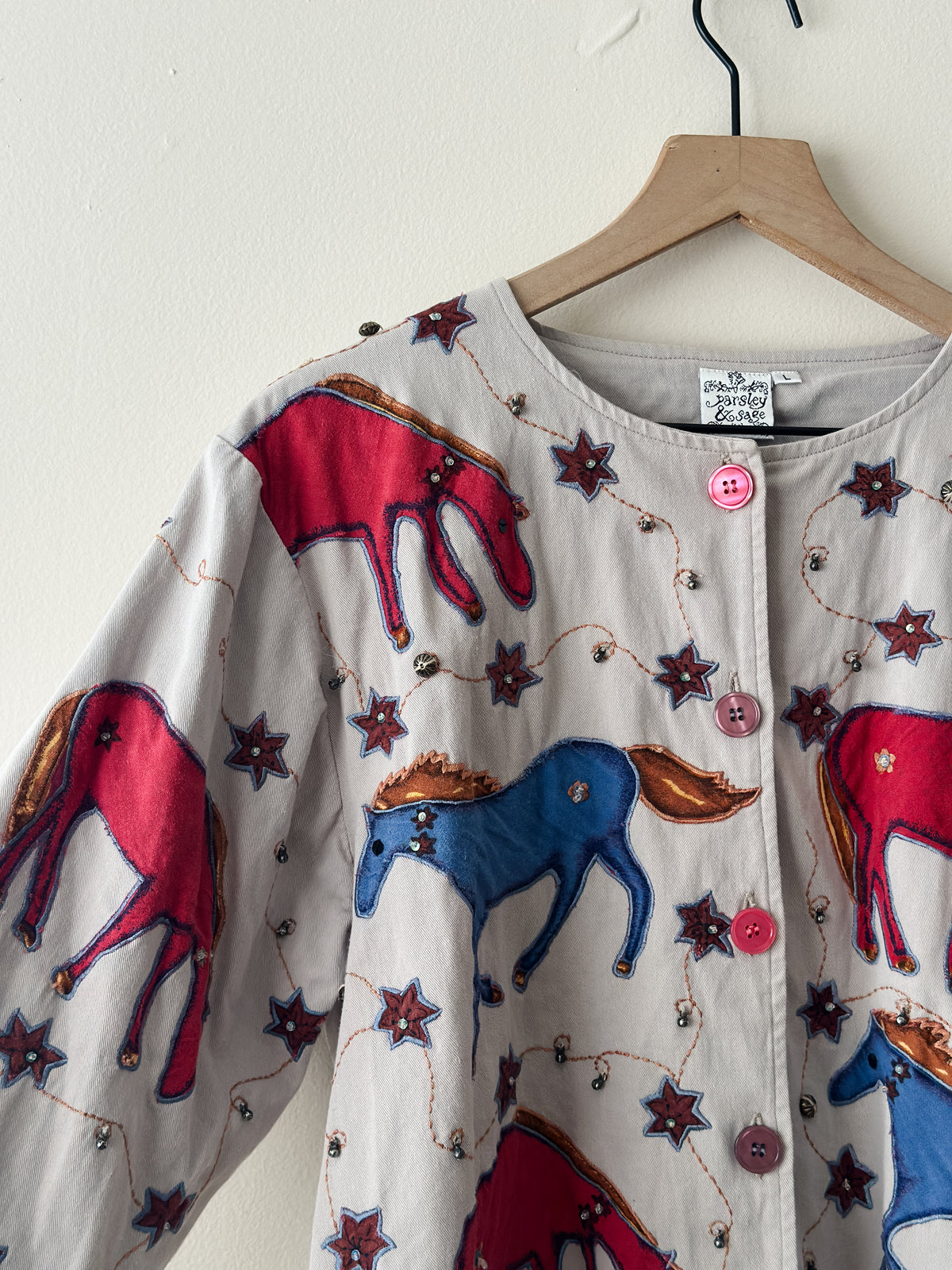 vintage cotton folk-art appliqué jacket (M/L)