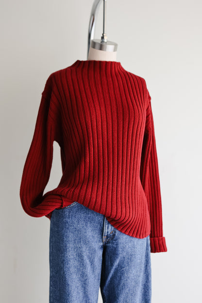 vintage currant red cotton sweater (M)