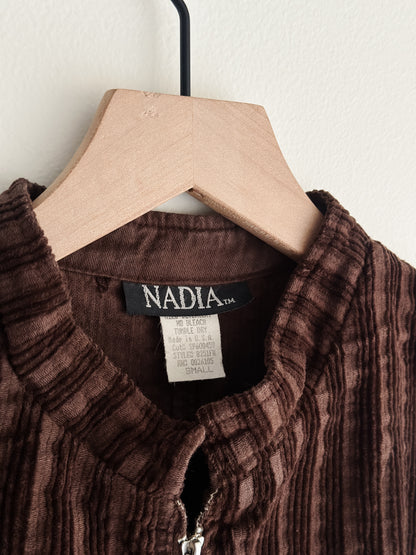 vintage chocolate corduroy top (M)