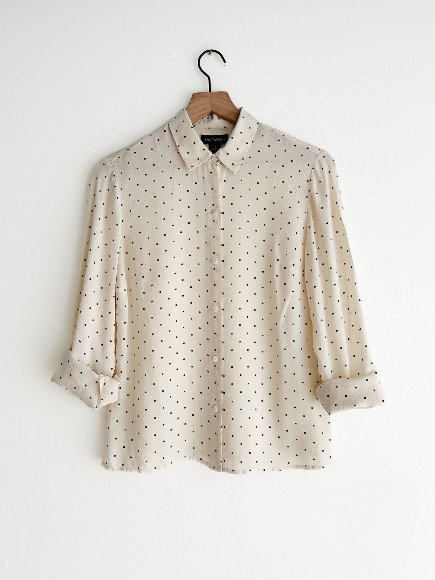 vintage creme silk shirt (S)