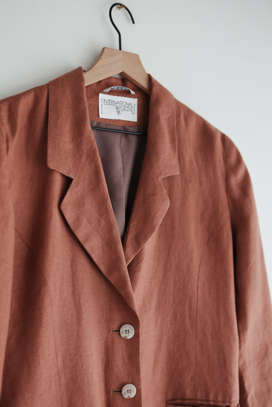 vintage terra cotta linen blazer (M)