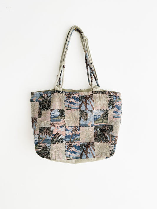 vintage coastal tapestry tote bag