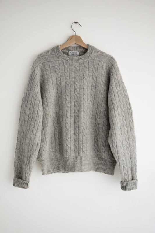 vintage heathered cableknit wool sweater (M)