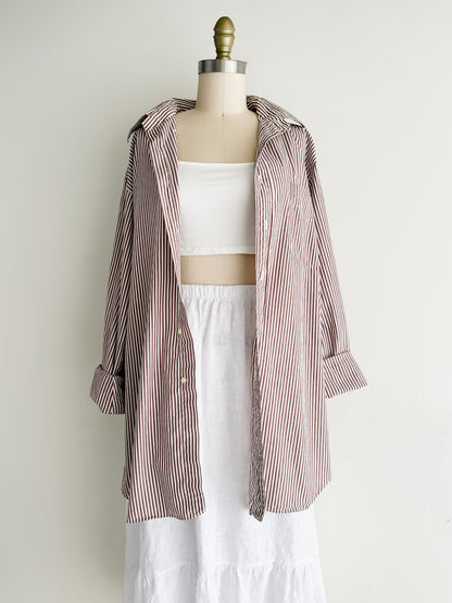 vintage brown stripe cotton shirt (M/L)