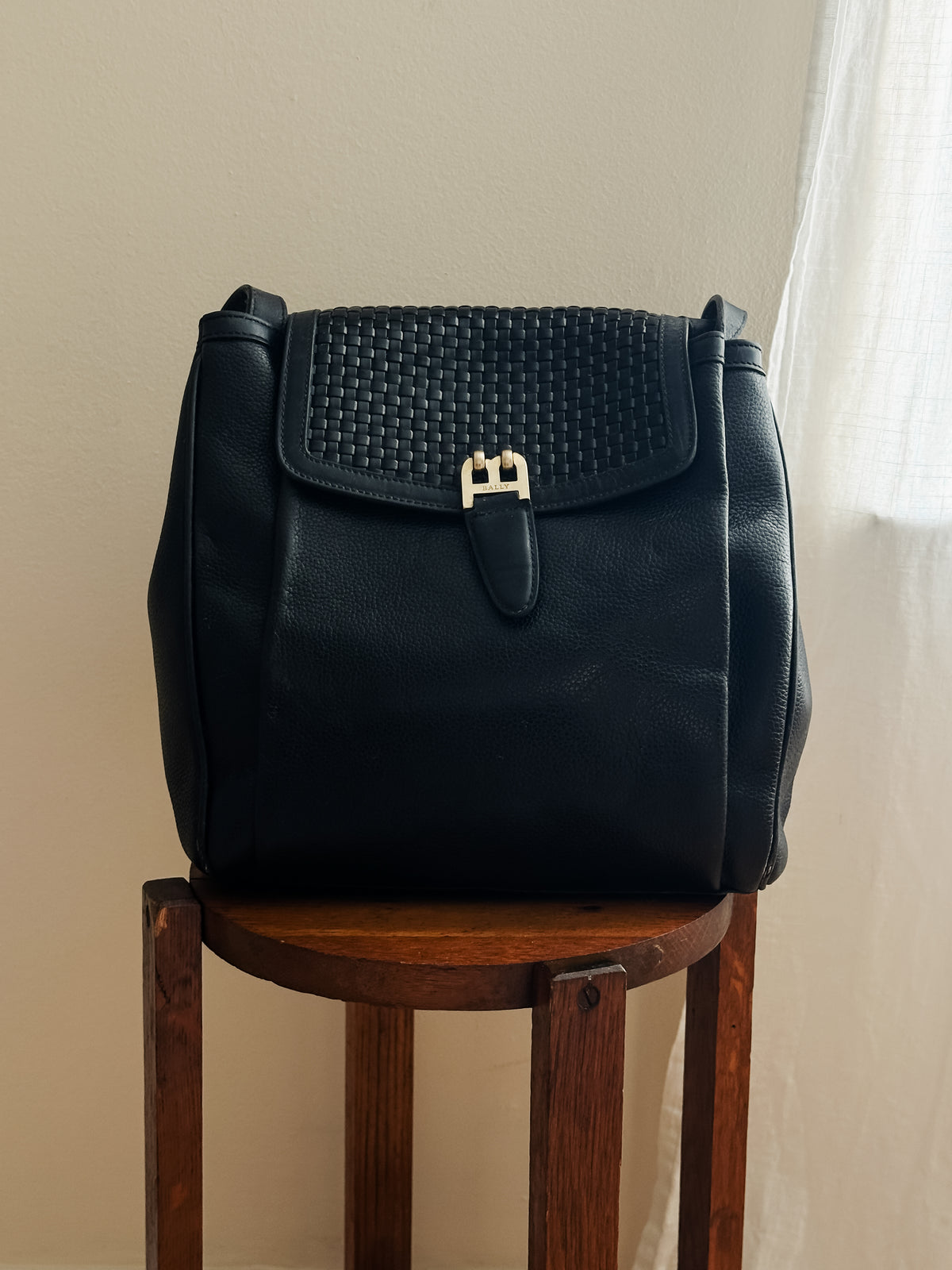 vintage Bally black pebbled leather Shoulder Bag