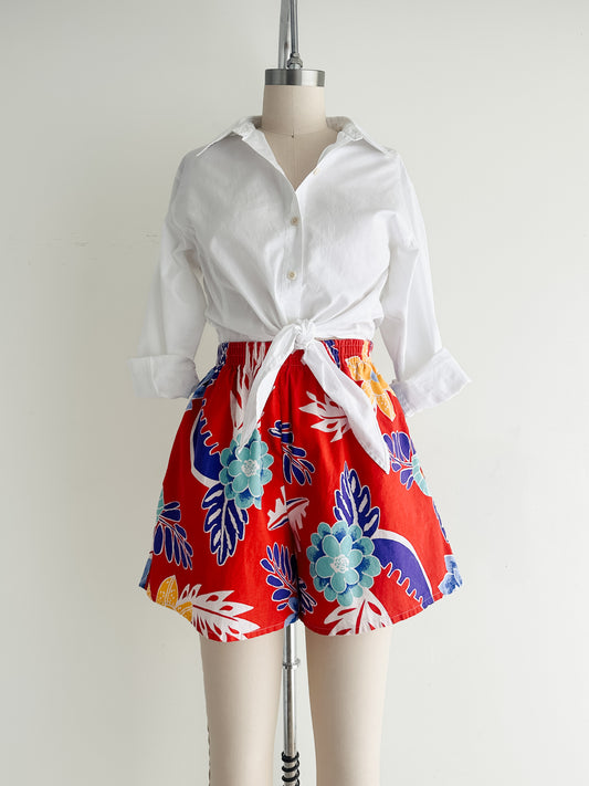 vintage tropical pull-on shorts (S/M)
