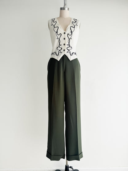 vintage pine wide leg trousers (M)