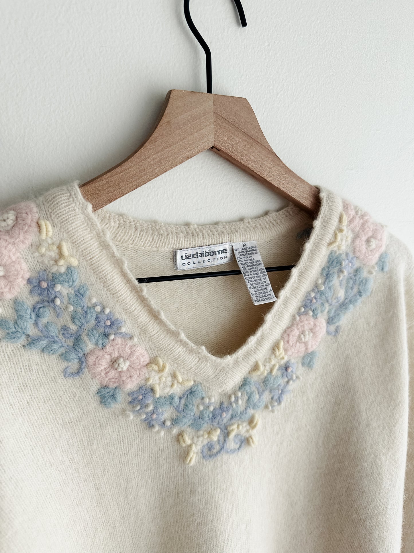 vintage embroidered Angora-lambswool sweater (M)