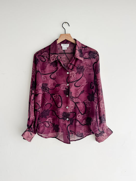 vintage sheer silk blouse (M)
