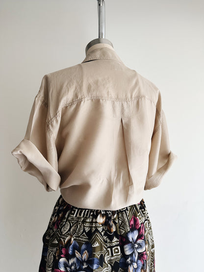 vintage ecru silk shirt (L)