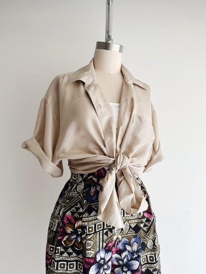 vintage ecru silk shirt (L)