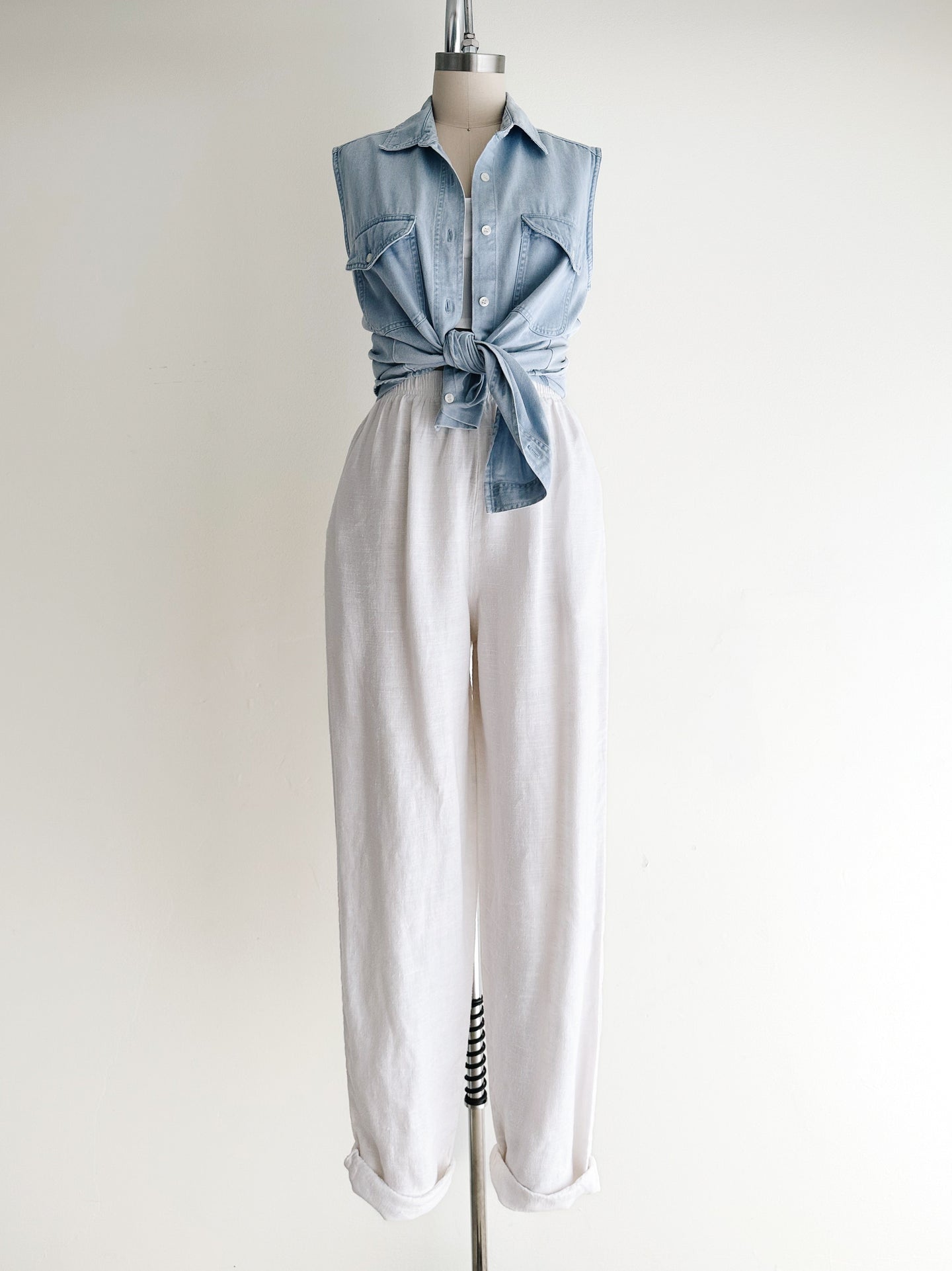 vintage white linen pants (S/M)